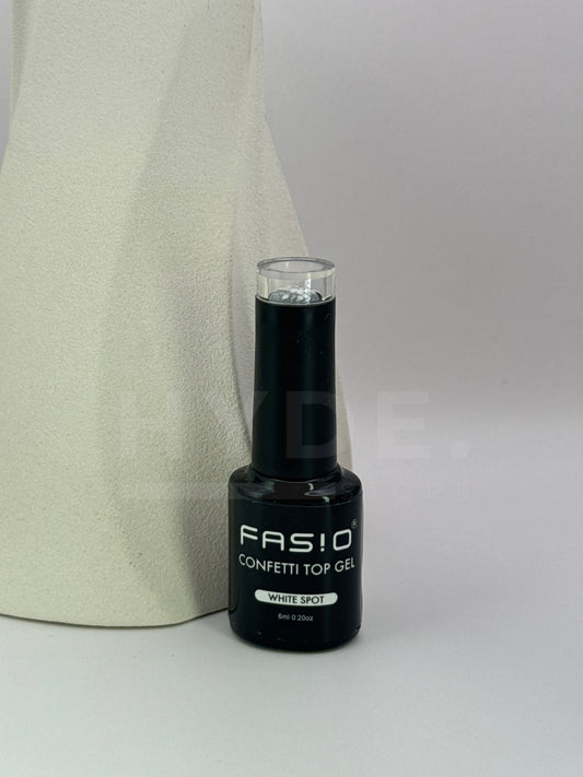 Fasio Confetti Top Gel - White spot, 6 ml