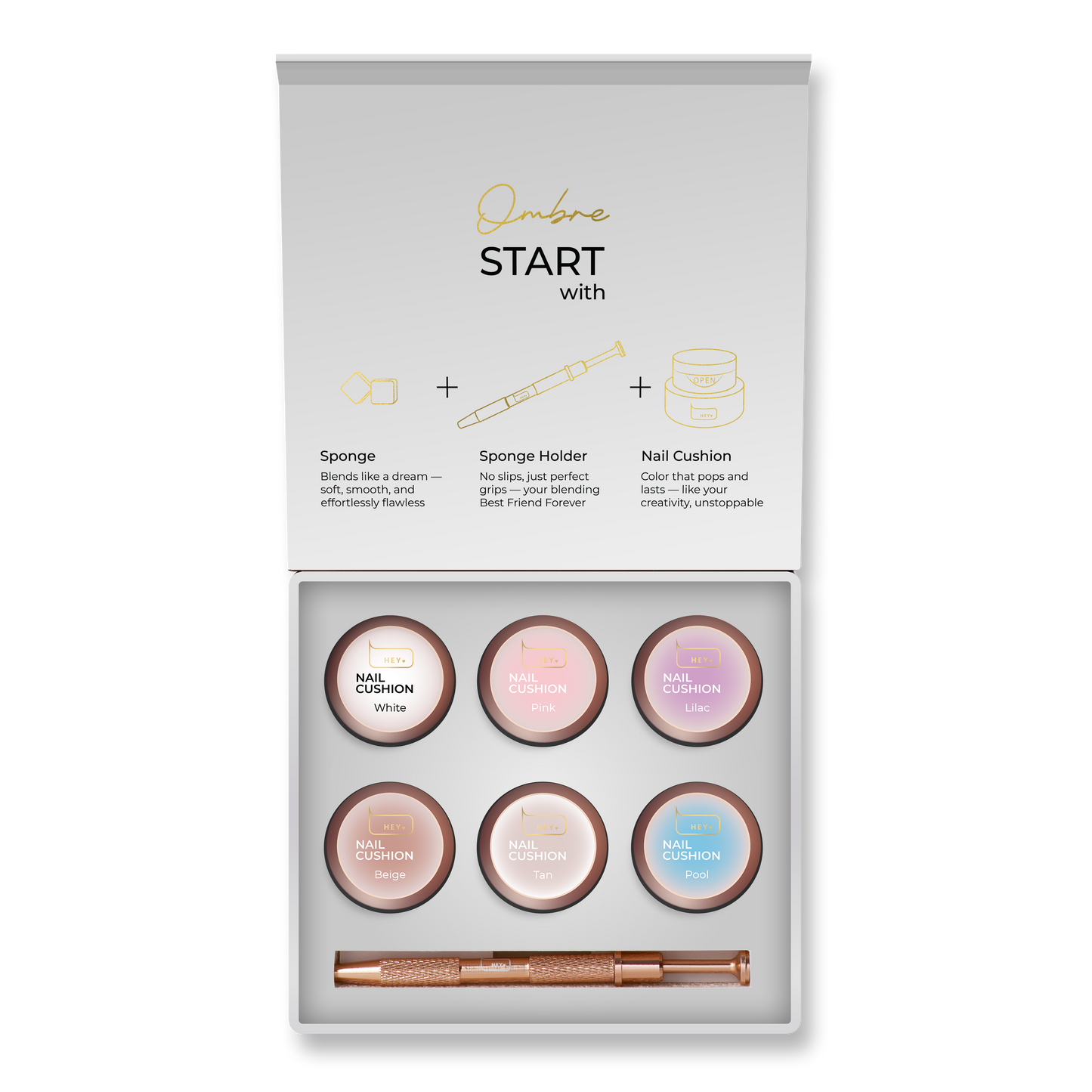 HEYLOVE - Nail Cushion - Ombre dekorzselé készlet (6 db)